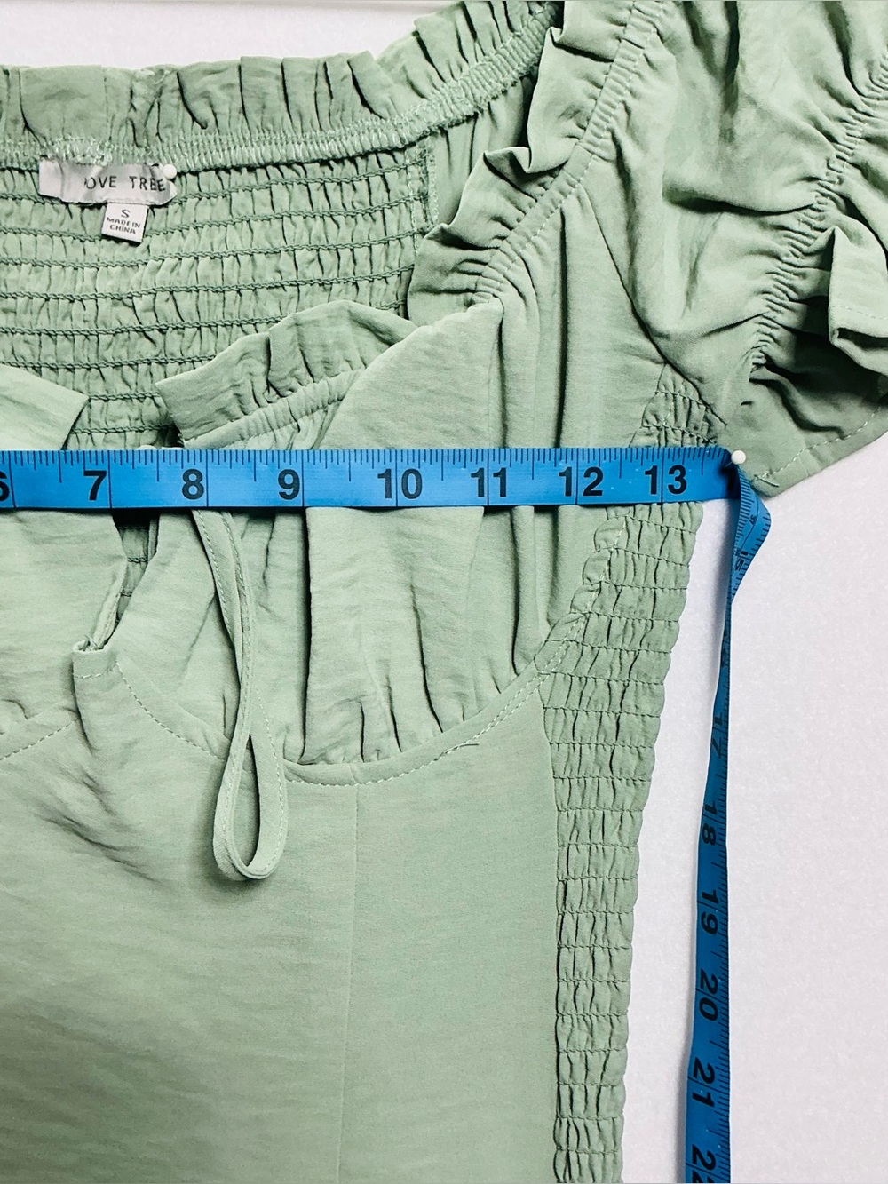 Love Tree Green Smocked Tie-Front Mini Dress - Picture 4 of 6